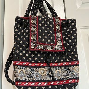 Vera Bradley Black and Gold Quilted Backpack